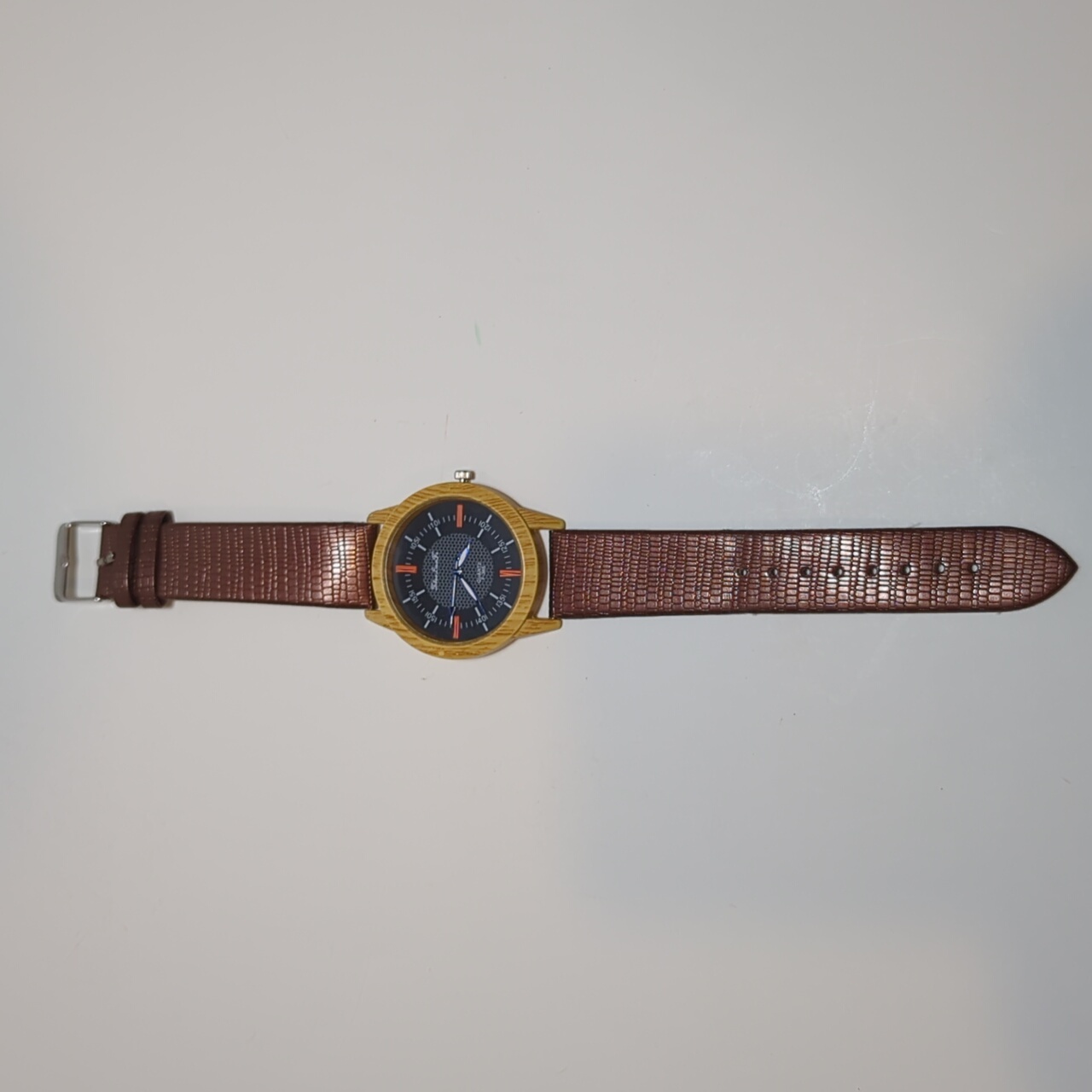 Zhou Lian Fa Unique Woodgrain Watch Snakeskin Style Copper Color Band F-365